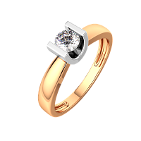 Кольцо помолвочное из комбинированного золота с бриллиантом 2D00288.14K.B