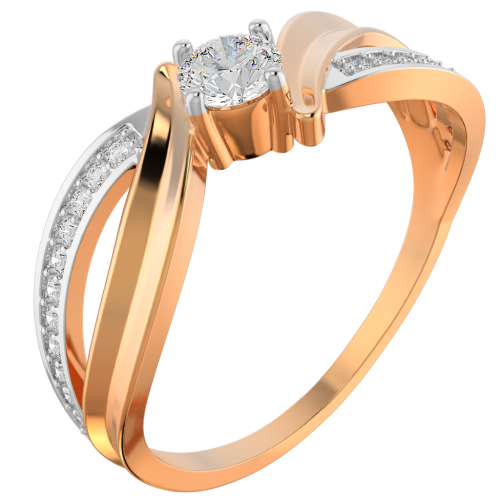 Кольцо из розового золота с фианитом 210523-9K фото 2
