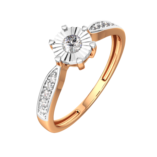 Кольцо помолвочное из комбинированного золота с бриллиантом 2D00130.14K.B