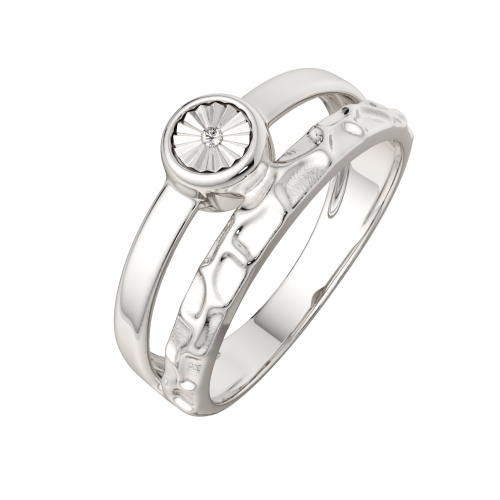 Кольцо из серебра с бриллиантом 02D0008