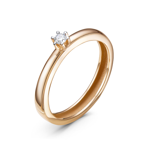 Кольцо помолвочное из розового золота с бриллиантом БР110007