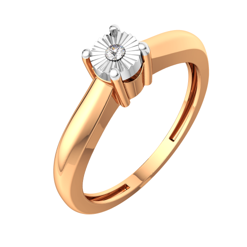 Кольцо помолвочное из комбинированного золота с бриллиантом 2D00135.14K.B фото 2