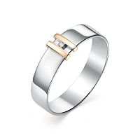 Кольцо из комбинированного серебра с бриллиантом 01-0272/000Б-00