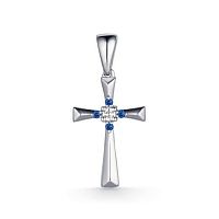 Подвеска-крест из серебра с фианитами 03-1378/0КЦ3-00