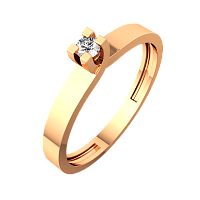 Кольцо помолвочное из розового золота с бриллиантом 2D00108.14K.R