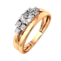 Кольцо из розового золота с фианитом 210859.9K.R