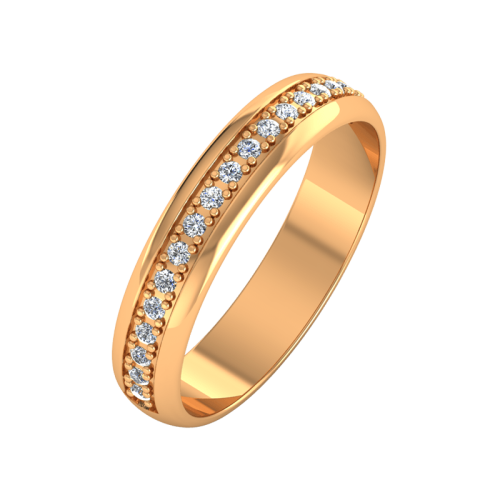 Кольцо обручальное из розового золота с бриллиантом 1D4067