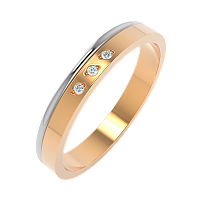 Кольцо обручальное из комбинированного золота с бриллиантом 1D3086.14K.B