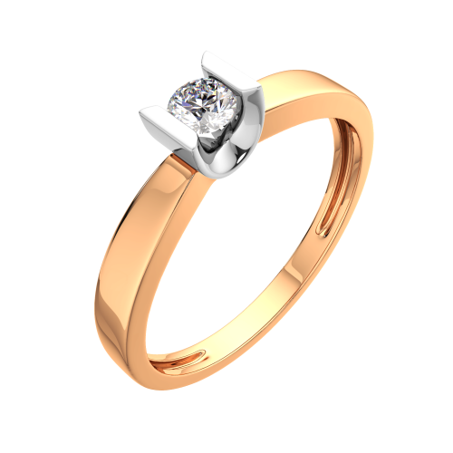 Кольцо помолвочное из комбинированного золота с бриллиантом 2D00233.14K.B фото 2