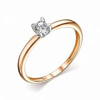 Кольцо помолвочное из розового золота с бриллиантом 14002-100