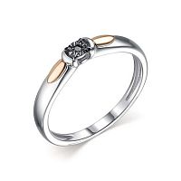 Кольцо из комбинированного серебра с бриллиантом 01-1863/00ЧБ-00