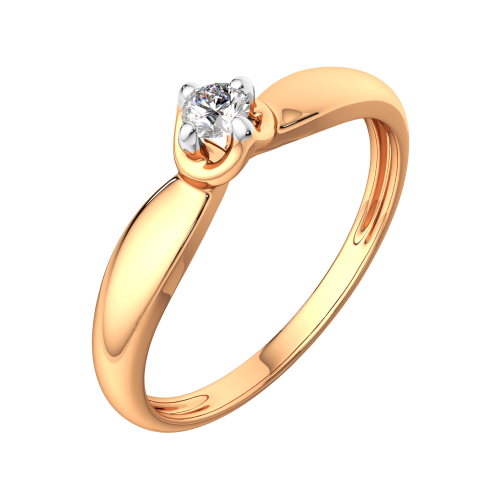 Кольцо помолвочное из розового золота с бриллиантом 2D00221.14K.R фото 2