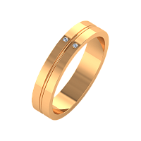 Кольцо обручальное из розового золота с бриллиантом 1D4027