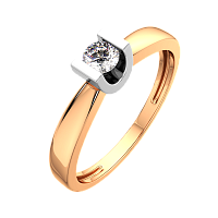 Кольцо помолвочное из комбинированного золота с бриллиантом 2D00227.14K.B