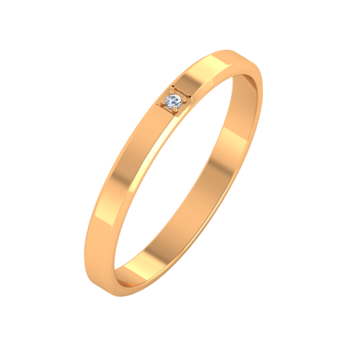 Кольцо обручальное из розового золота с бриллиантом 1D3022