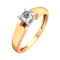 Кольцо помолвочное из комбинированного золота с бриллиантом 2D00314.14K.B