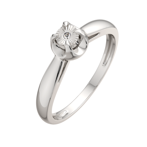 Кольцо помолвочное из серебра с бриллиантом 02D0021