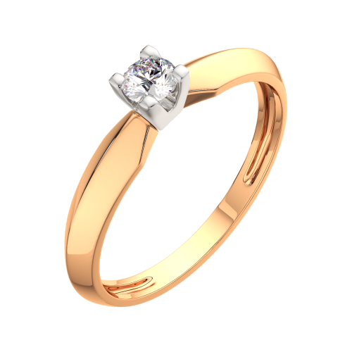 Кольцо помолвочное из комбинированного золота с бриллиантом 2D00222.14K.B фото 2