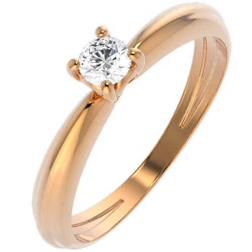 Кольцо помолвочное из розового золота с бриллиантом 2D00123.14K.R