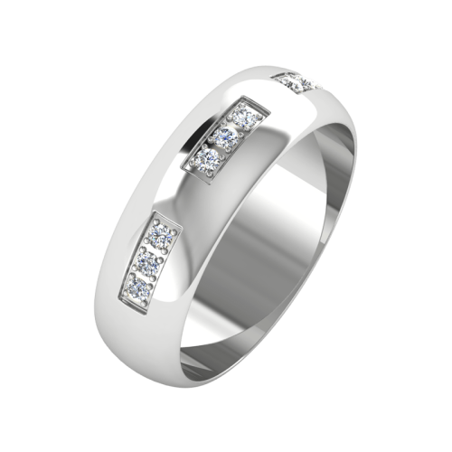 Кольцо обручальное из белого золота с бриллиантом 1D6046/W