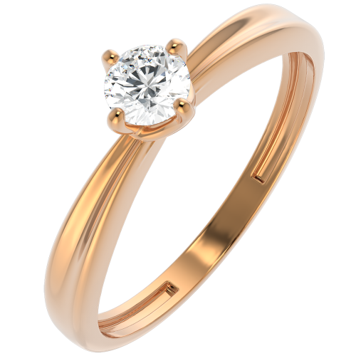 Кольцо помолвочное из розового золота с бриллиантом 2D00142.14K.R