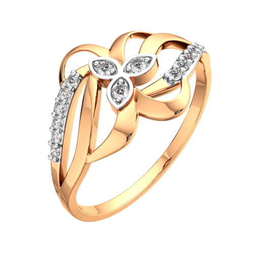 Кольцо из розового золота с фианитом 210519-9K фото 2