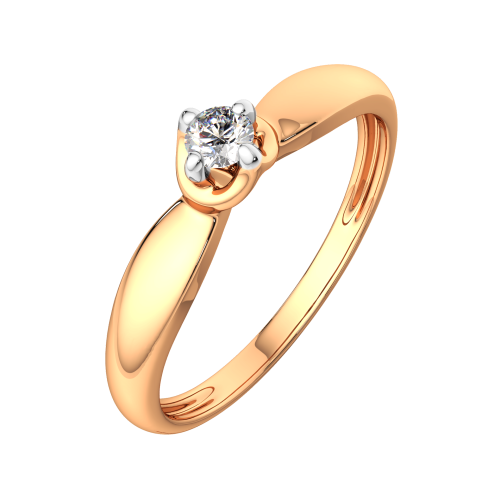 Кольцо помолвочное из розового золота с бриллиантом 2D00221.14K.R
