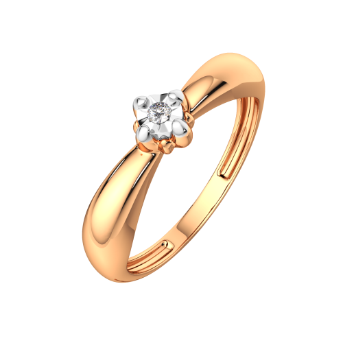 Кольцо помолвочное из комбинированного золота с бриллиантом 2D00132.14K.B