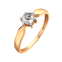 Кольцо помолвочное из розового золота с фианитом 2101160.14K.R