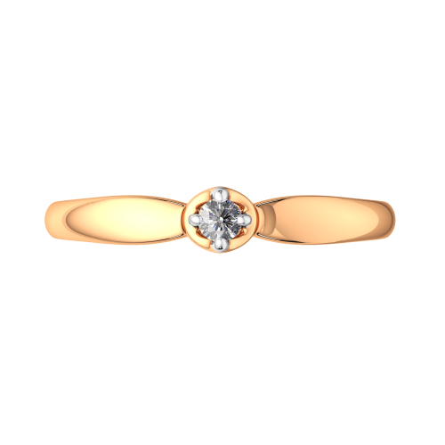 Кольцо помолвочное из розового золота с бриллиантом 2D00221.14K.R фото 3