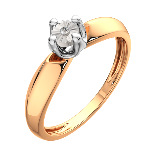 Кольцо помолвочное из комбинированного золота с бриллиантом 2D00217.14K.B фото 2