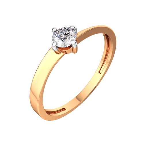 Кольцо помолвочное из розового золота с фианитом 210538-9K фото 2