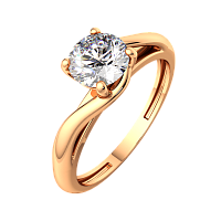 Кольцо помолвочное из розового золота с фианитом 210853.9K.R