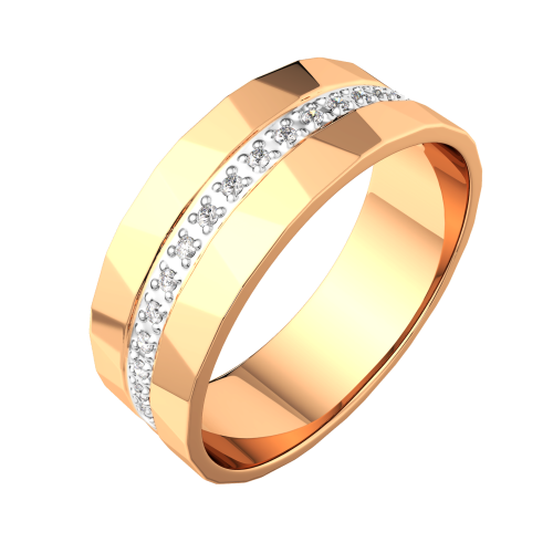 Кольцо обручальное из розового золота с фианитом 1570147.14K.R фото 2