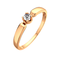 Кольцо помолвочное из розового золота с фианитом 210560.14K.R