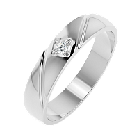 Кольцо обручальное из белого золота с бриллиантом 1D4096.14K.W