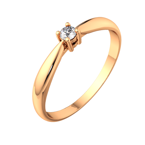 Кольцо помолвочное из розового золота с бриллиантом 2D0080.14K.R фото 2
