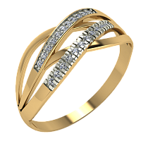 Кольцо из розового золота с фианитом 210044