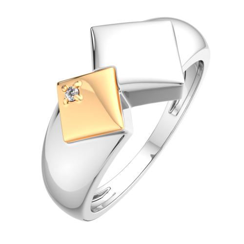 Кольцо из комбинированного серебра с бриллиантом 02D0012.G14K.ZZ