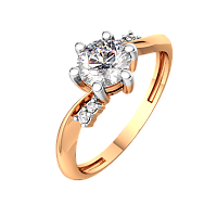 Кольцо из розового золота с фианитом 210828.14K.R