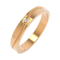 Кольцо обручальное из розового золота с фианитом 153089.14K.R
