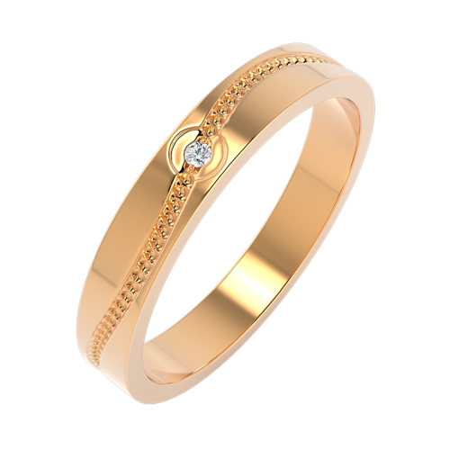 Кольцо обручальное из розового золота с фианитом 153089.14K.R