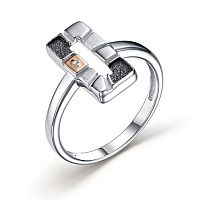 Кольцо из комбинированного серебра с бриллиантом 01-3117/000Б-17