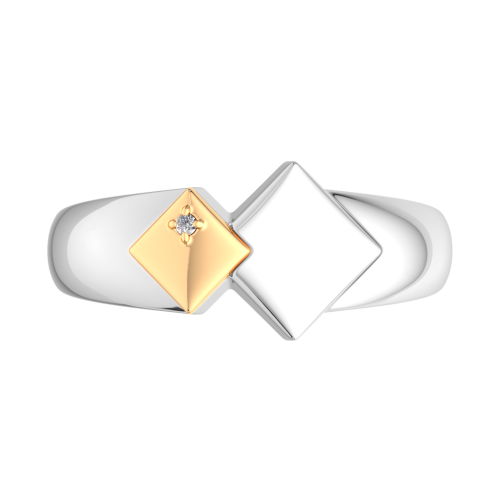 Кольцо из комбинированного серебра с бриллиантом 02D0012.G14K.ZZ фото 3