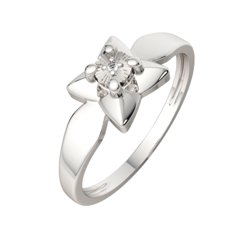 Кольцо из серебра с бриллиантом 02D0113