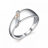 Кольцо из комбинированного серебра с бриллиантом 01-2191/000Б-00
