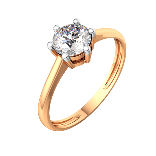 Кольцо помолвочное из розового золота с фианитом 210525-9K фото 2