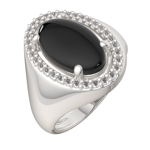 Кольцо из серебра с ониксом 02G9114 фото 2