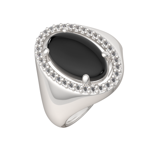 Кольцо из серебра с ониксом 02G9114