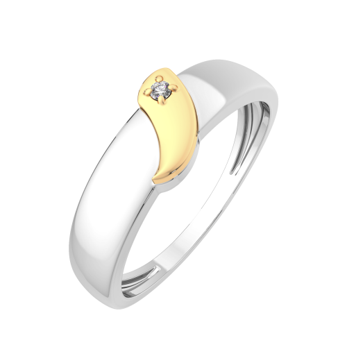 Кольцо из комбинированного серебра с бриллиантом 02D0043.G14K
